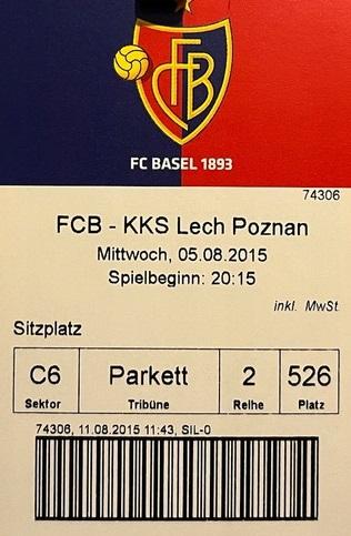 Bilet FC Basel - Lech Poznań 1:0 (05.08.2015)