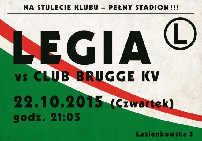 Plakat z meczu Legia Warszawa - Club Brugge 1:1 (22.10.2015).