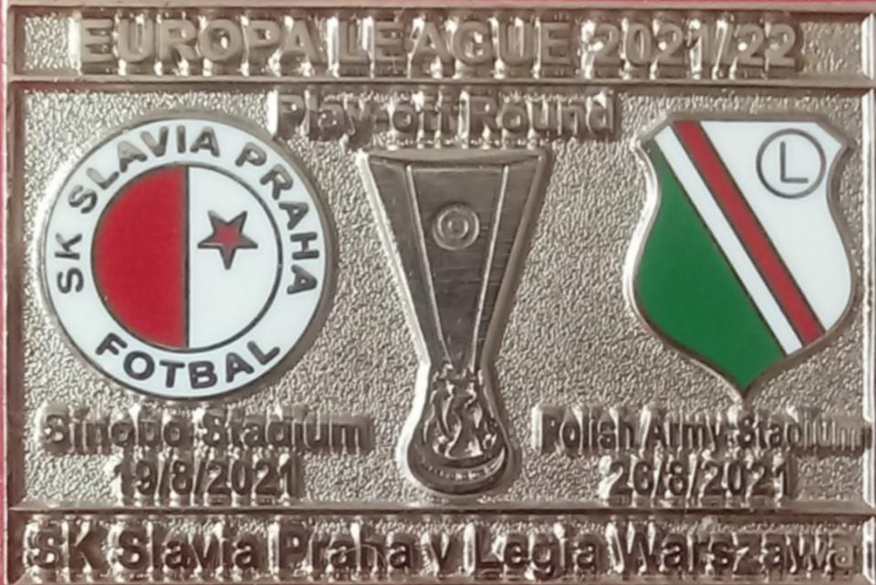 Odznaka z meczu Slavia Praga - Legia Warszawa 2:2 (19.08.2022).