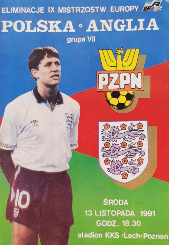 program meczowy polska - anglia (13.11.1991)