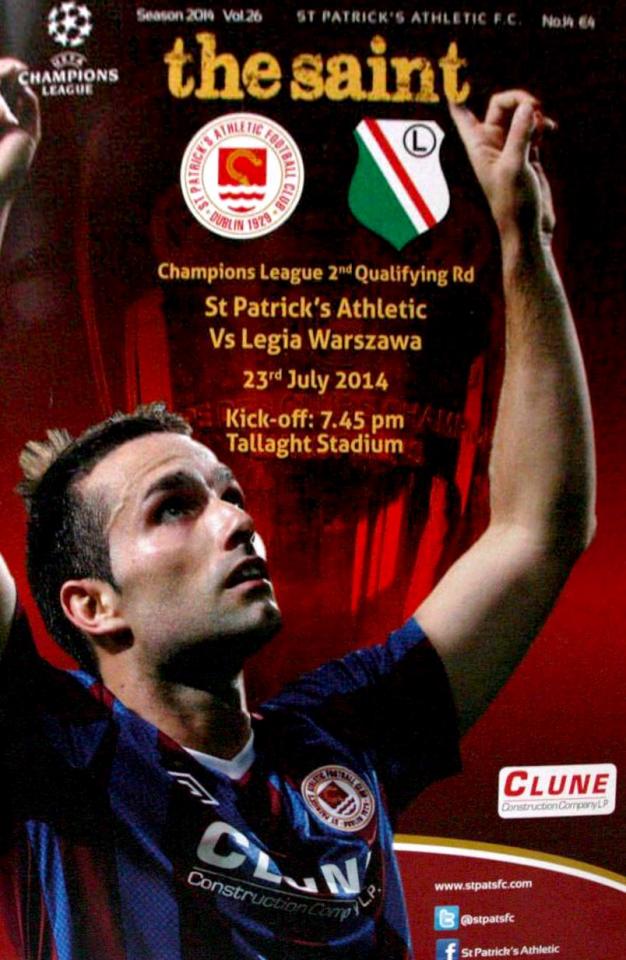 Program meczowy St Patrick's Athletic - Legia Warszawa 0:5 (23.07.2014).