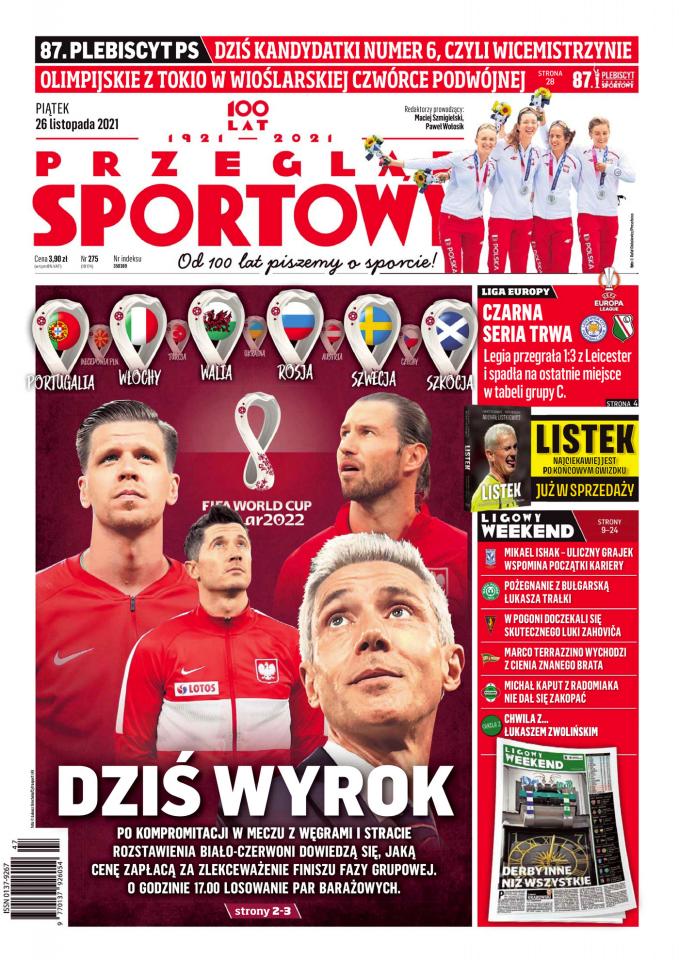 Okładka Przegląd Sportowy po meczu Leicester City - Legia Warszawa 3:1 (25.11.2021)