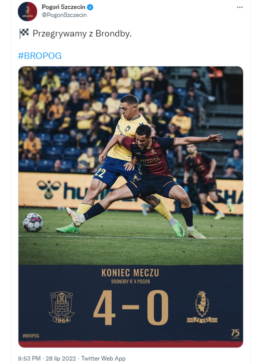 Brøndby Kopenhaga - Pogoń Szczecin 4:0 (28.07.2022)