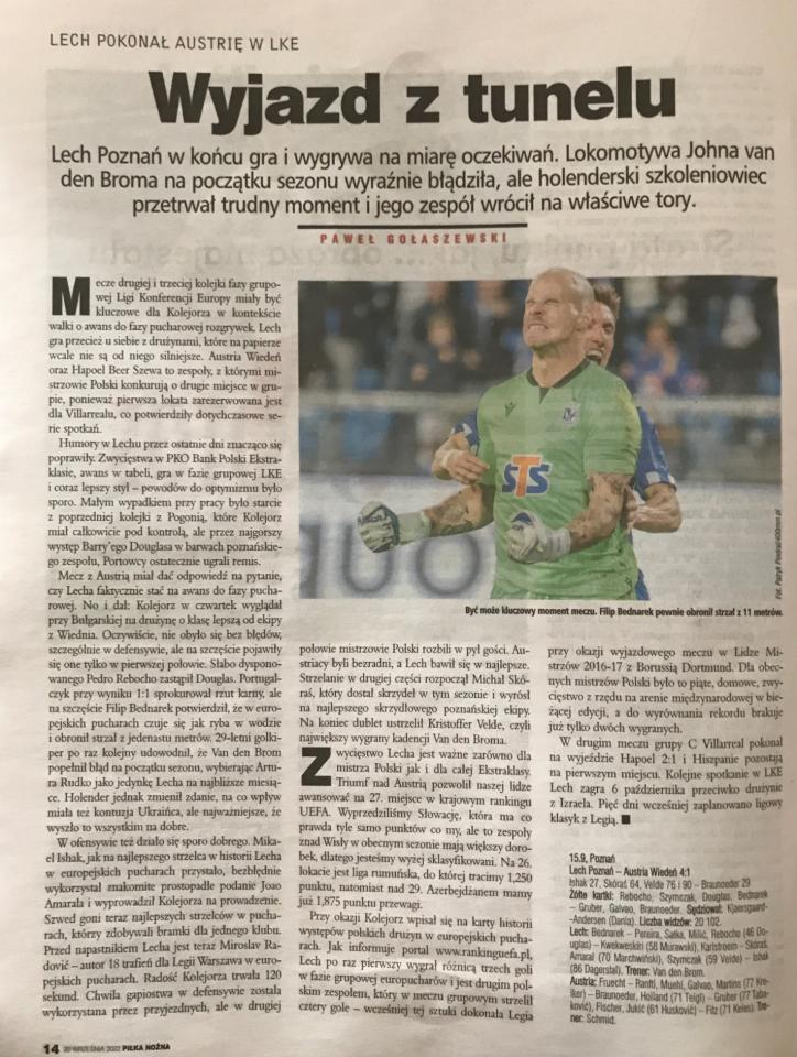 Lech Poznań - Austria Wiedeń 4:1 (15.09.2022) Piłka Nożna