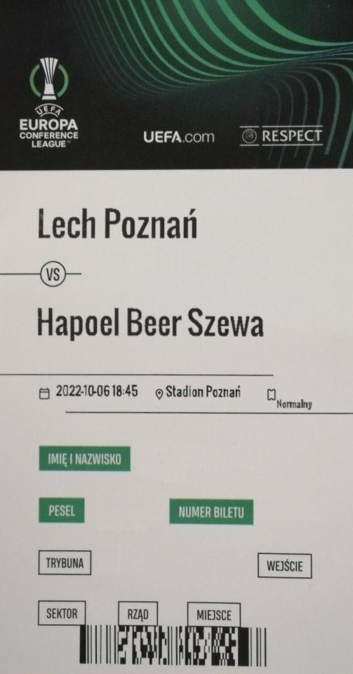 Lech Poznań - Hapoel Beer Szewa 0:0 (06.10.2022)