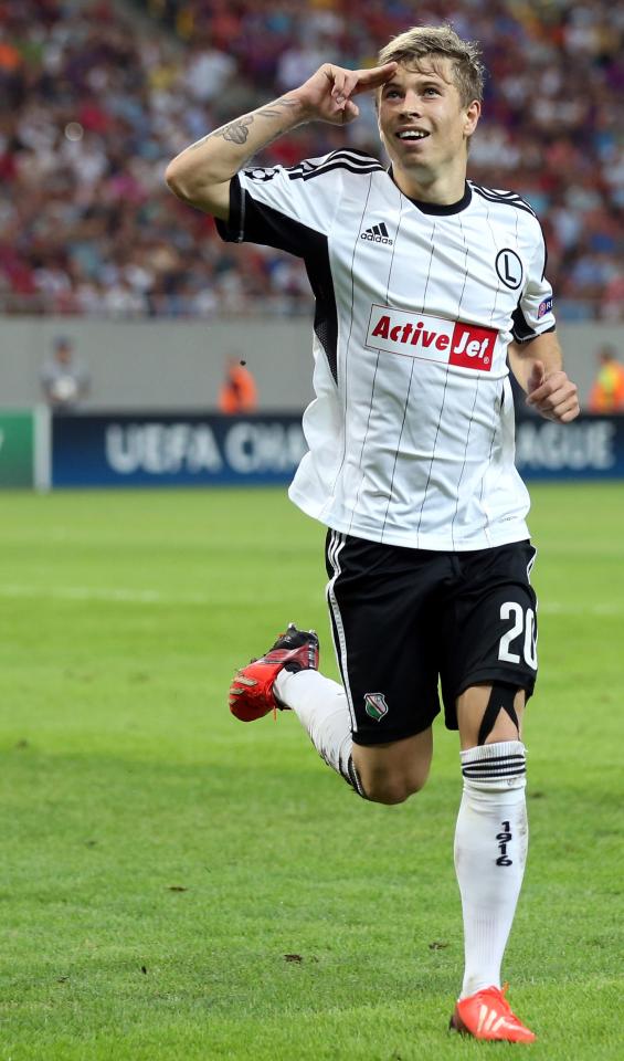 Jakub Kosecki (Steaua Bukareszt - Legia Warszawa 1:1, 21.08.2013).