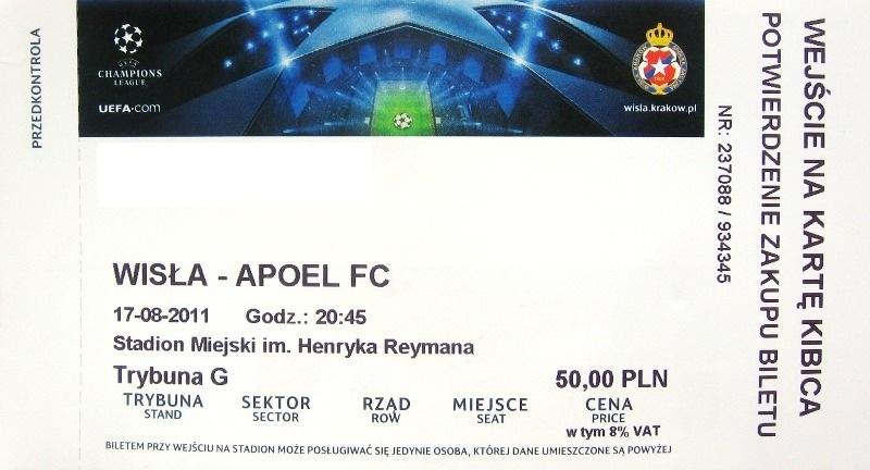 Bilet Wisła Kraków - APOEL Nikozja 1:0 (17.08.2011) 1