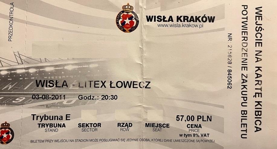 Bilet Wisła Kraków - Litex Łowecz 3:1 (03.08.2011)