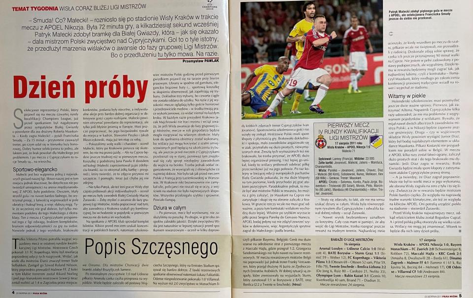 Piłka Nożna po Wisła Kraków - APOEL Nikozja 1:0 (17.08.2011)