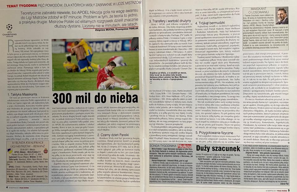 Piłka Nożna po APOEL Nikozja - Wisła Kraków 3:1 (23.08.2011)
