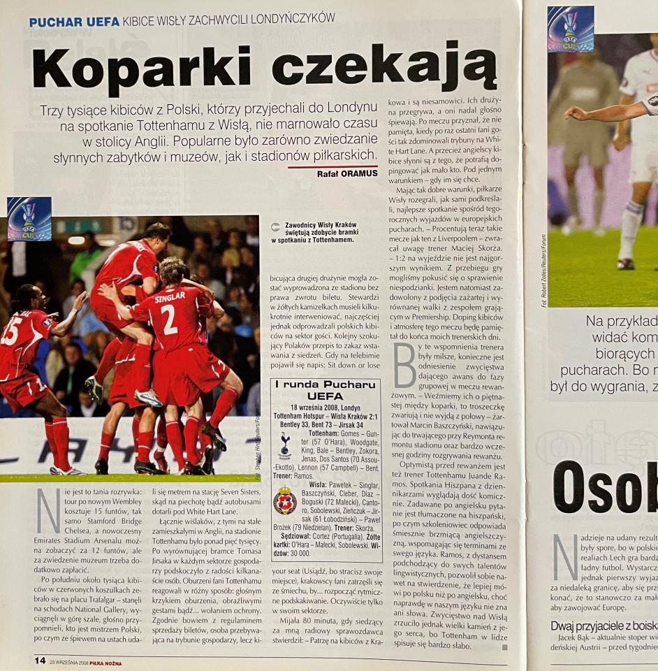 Piłka Nożna po Tottenham Hotspur - Wisła Kraków 2:1 (18.09.2008)