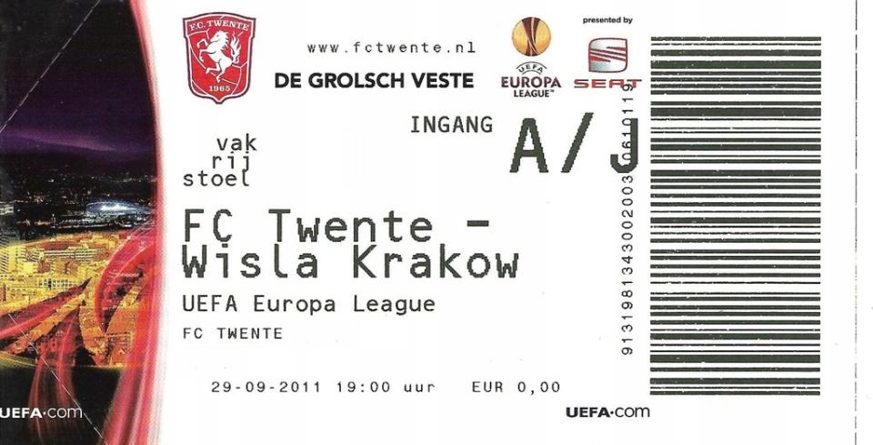 Bilet Twente Enschede - Wisła Kraków 4:1 (29.09.2011)