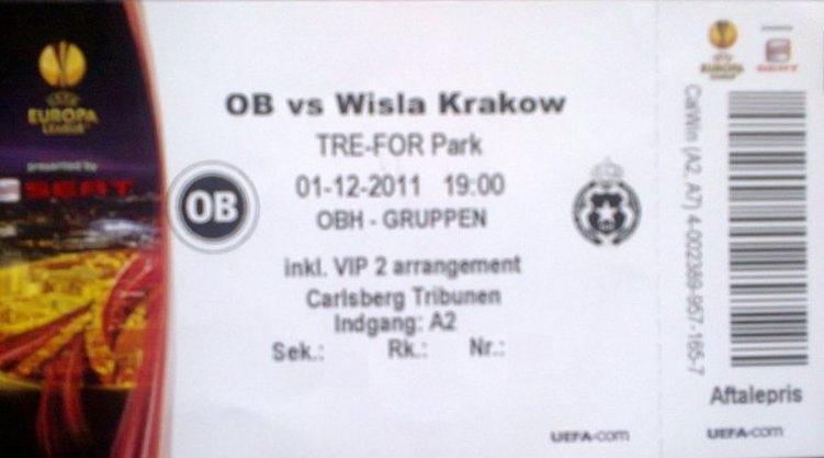 Bilet Odense BK - Wisła Kraków 1:2 (01.12.2011)