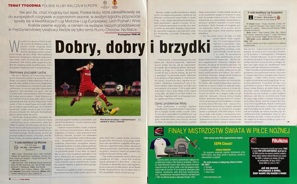 Piłka Nożna po meczu Inter Baku - Lech Poznań 0:1 (13.07.2010)