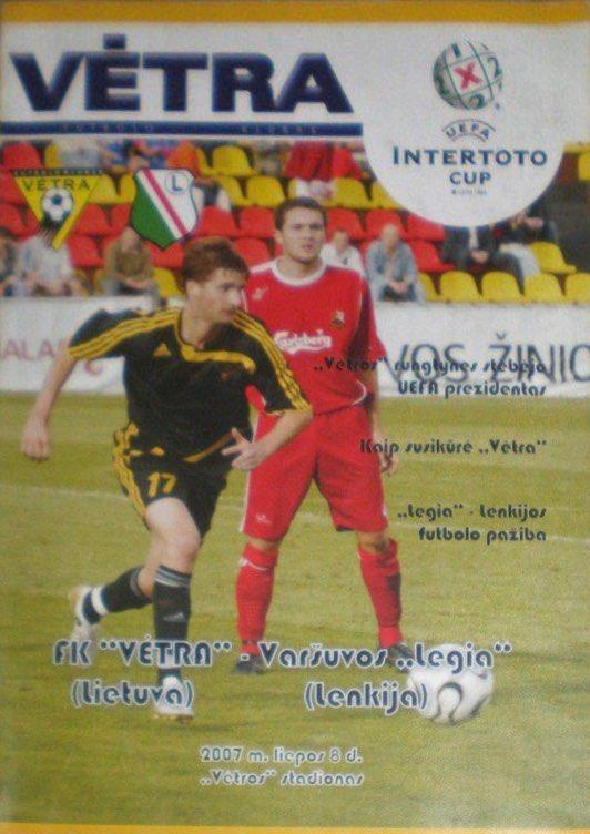 Program meczowy Vetra Wilno - Legia Warszawa 3:0 wo (08.07.2007)