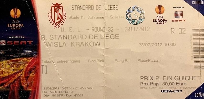 Bilet Standard Liège - Wisła Kraków 0:0 (23.02.2012) 2