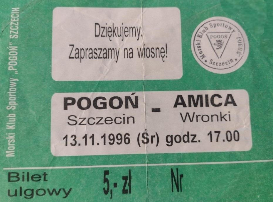 Pogoń Szczecin - Amica Wronki 4:0 (13.11.1996)
