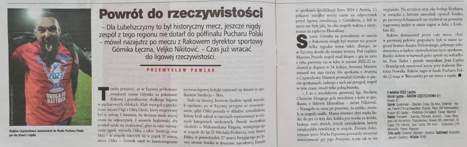 Górnik Łęczna - Raków Częstochowa 0:1 (05.04.2023) Piłka Nożna