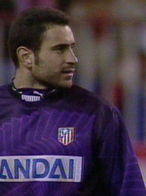 Jose Molina podczas meczu Atlético Madryt - Widzew Łódź 1:0 (04.12.1996)