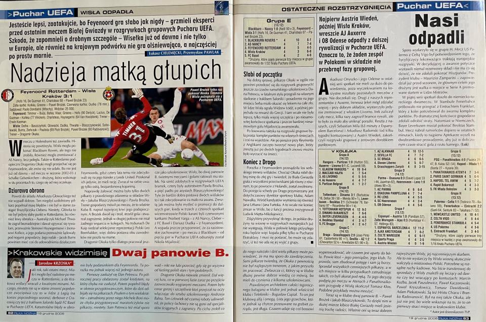Feyenoord Rotterdam - Wisła Kraków 3:1 (13.12.2006) Tygodnik Piłka Nożna