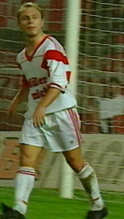 Bogdan Jóźwiak podczas meczu Eintracht Frankfurt - Widzew Łódź 9:0 (30.09.1992).