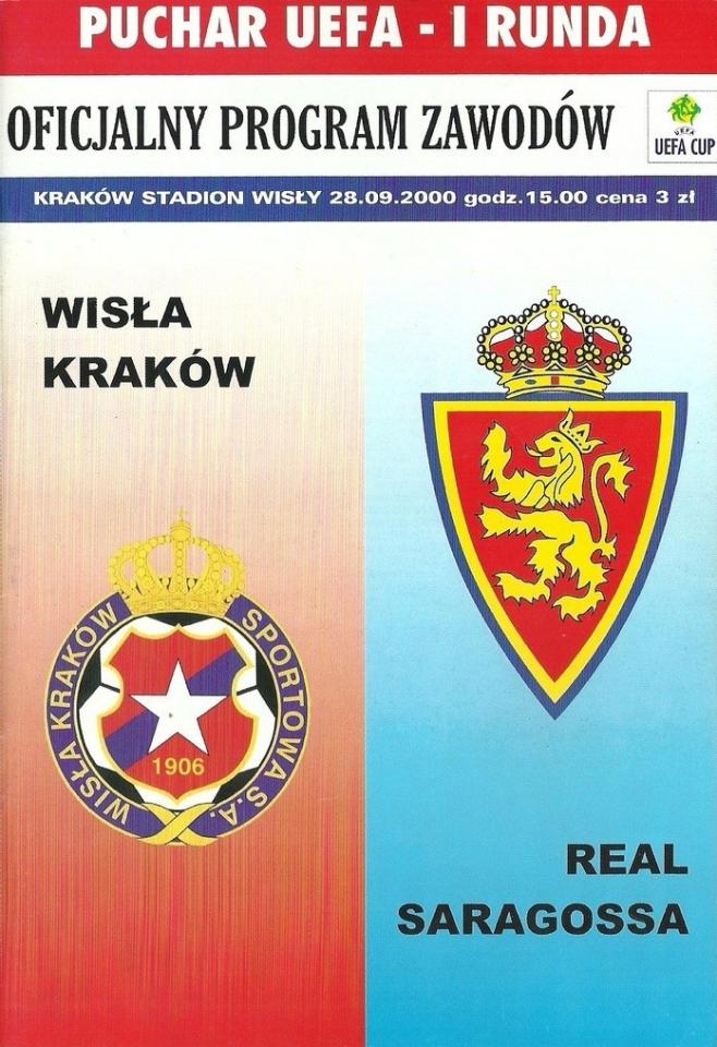 Program meczowy Wisła Kraków - Real Saragossa 4:1 pd, k. 4-3 (28.09.2000)