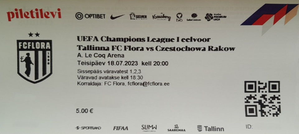 Flora Tallin - Raków Częstochowa 0:3 (18.07.2023)