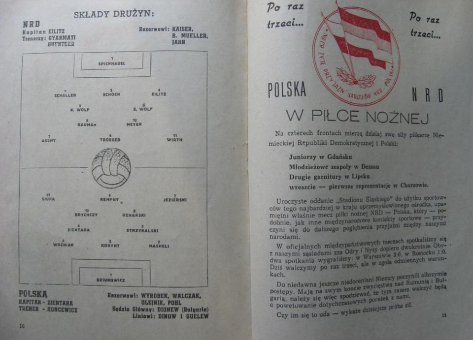 Program otwarcia stadionu Śląskiego (22.07.1956)