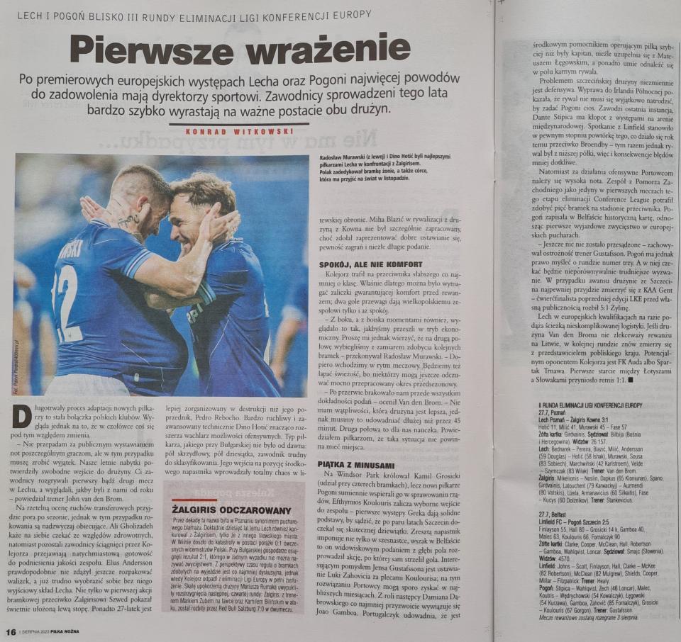 Lech Poznań - Žalgiris Kowno 3:1 (27.07.2023) Piłka Nożna