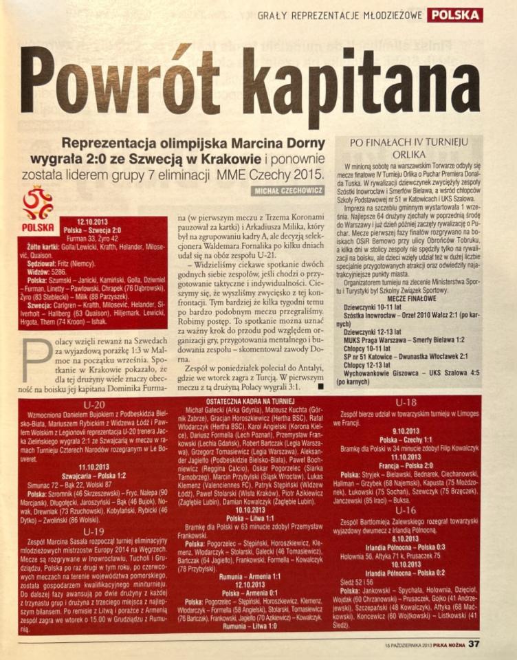 „Piłka Nożna” po meczu Polska - Szwecja 2:0, 12.10.2013