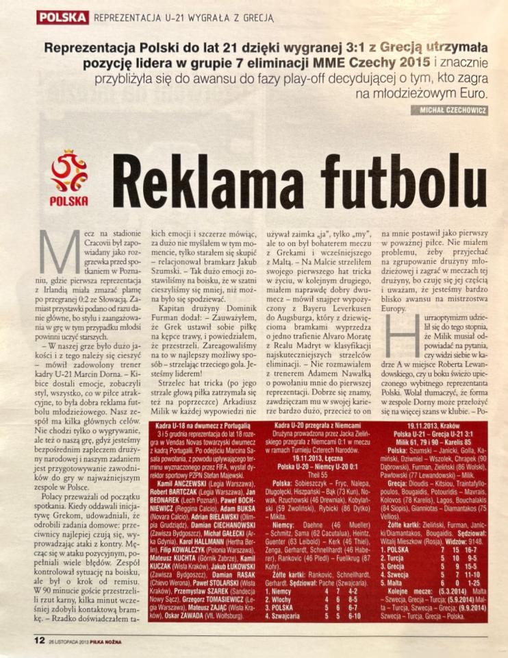 „Piłka Nożna” po meczu Polska - Grecja 3:1, 19.11.2013