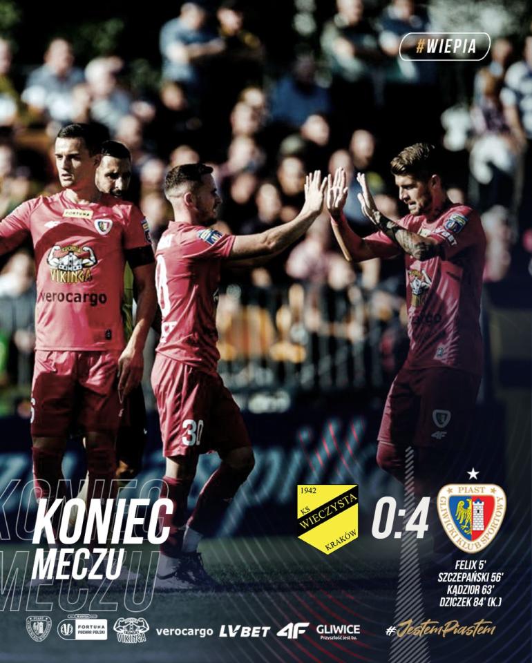 Wieczysta Kraków - Piast Gliwice 0:4 (26.09.2023)