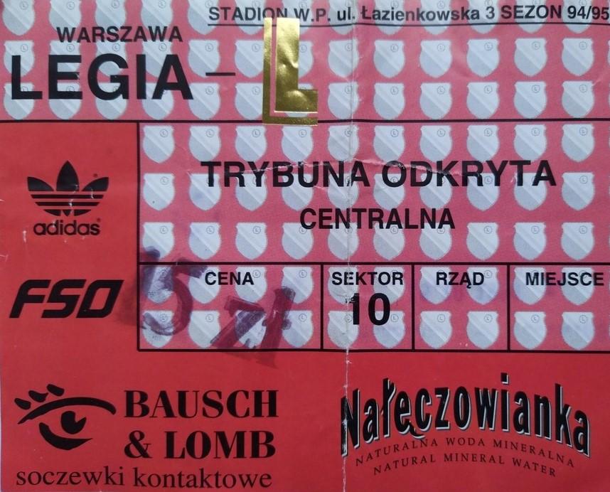 Bilet z meczu Legia Warszawa - Beşiktaş Stambuł 1:1 (15.10.1996)