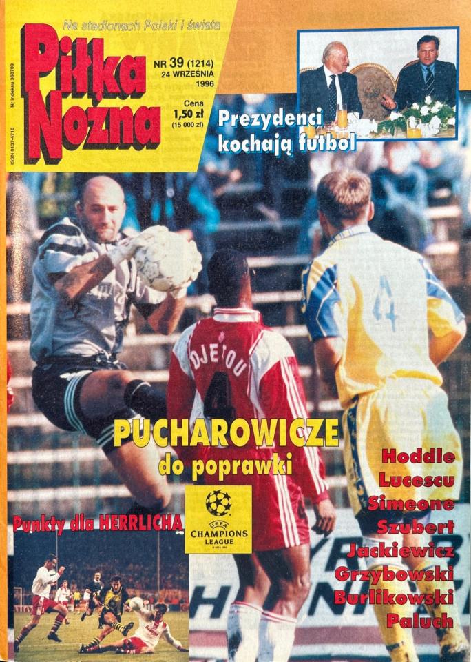 Okładka Piłka Nożna przed meczem AS Monaco - Hutnik Kraków 3:1 (24.09.1996)