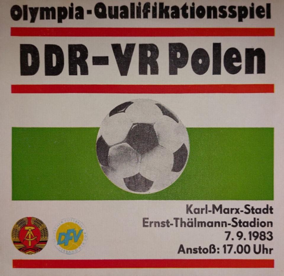 Program meczowy NRD - Polska 3:1 (07.09.1983)
