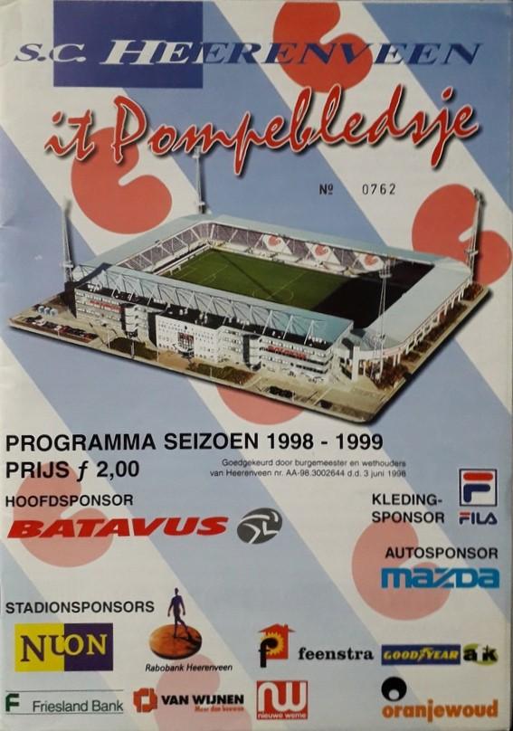 Program meczowy SC Heerenveen - Amica Wronki 3:1 (17.09.1998)