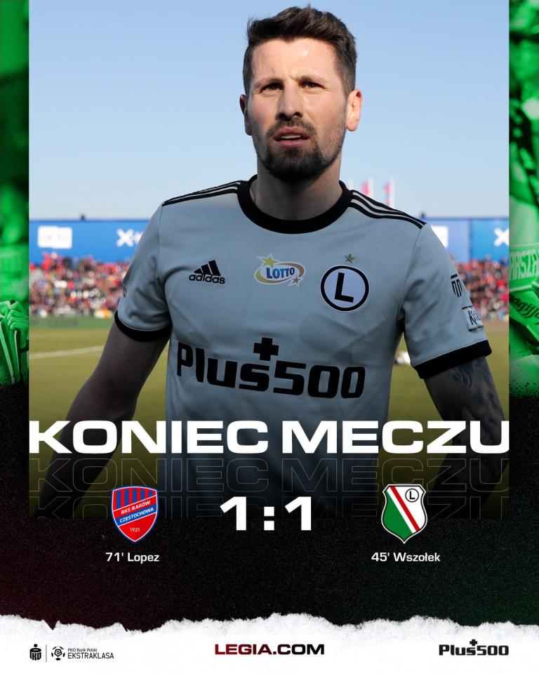 Raków Częstochowa - Legia Warszawa 1:1, 19.03.2022