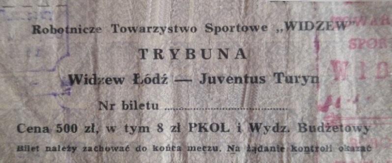 Bilet z meczu Widzew Łódź - Juventus Turyn 2:2 (20.04.1983)