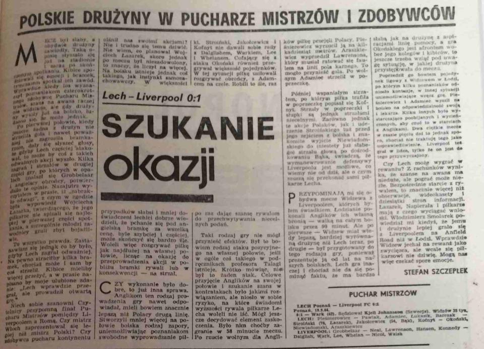 Piłka Nożna po meczu Lech Poznań - Liverpool FC 0:1 (19.09.1984)