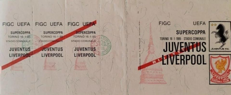 Bilet z meczu Juventus Turyn - Liverpool FC 2:0 (16.01.1985)