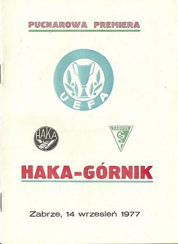 Program meczowy Górnik Zabrze - FC Haka Valkeakoski 5:3 (14.09.1977)
