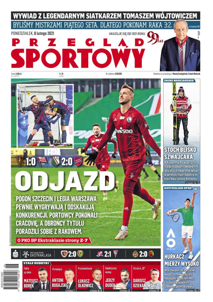 Legia Warszawa - Raków Częstochowa 2:0, 06.02.2021 Okładka Przeglądu Sportowego