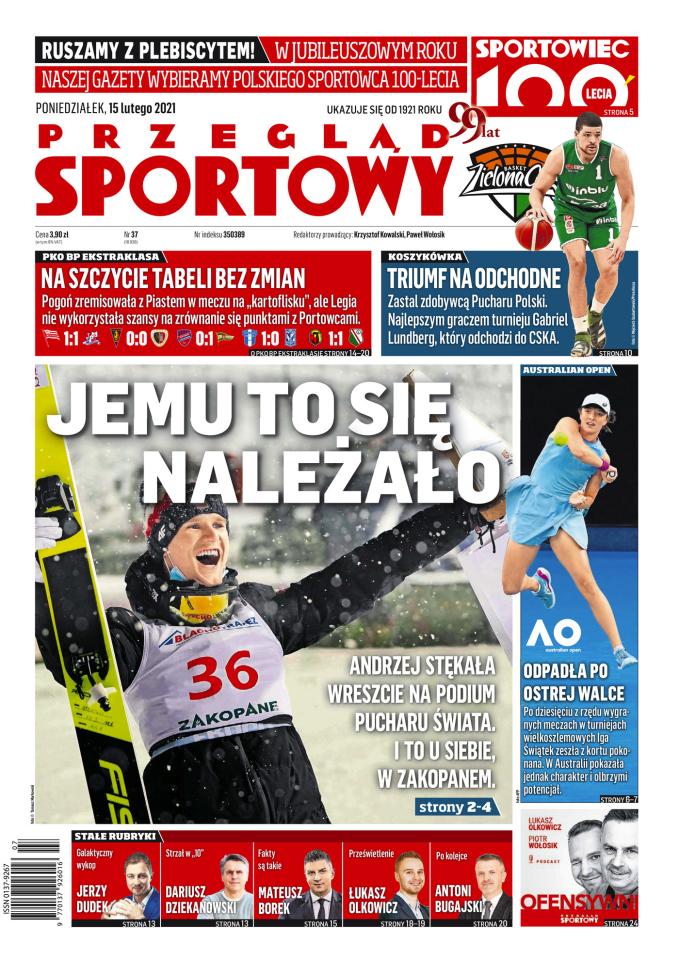 Raków Częstochowa - Lechia Gdańsk 0:1, 13.02.2021 Okładka Przegląd Sportowy