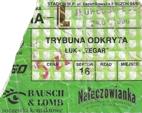Bilet z meczu Legia Warszawa - Jeunesse Esch 3:0 (24.07.1996)