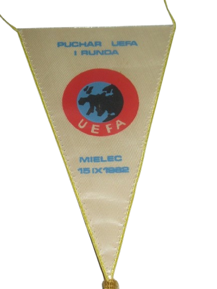 Proporczyk z meczu Stal Mielec - KSC Lokeren 1:1 (15.09.1982)