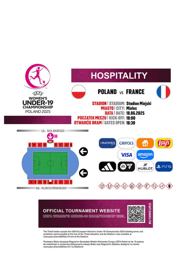 Bilet z meczu Polska - Francja 0:6 U19 kobiety (18.06.2025)
