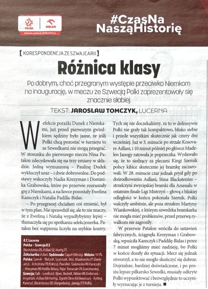 Piłka Nożna po meczu Polska - Szwecja 0:3 kobiety (08.07.2025)