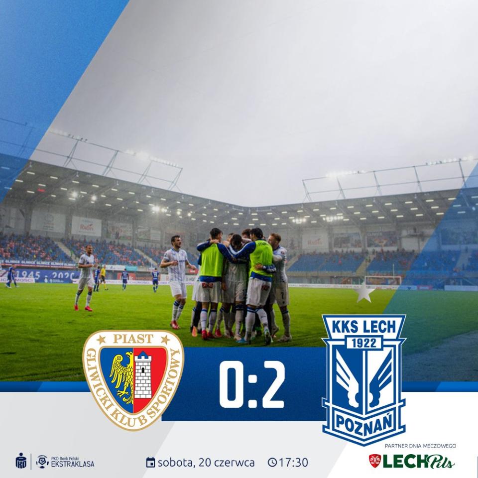 Piast Gliwice - Lech Poznań 0:2, 20.06.2020