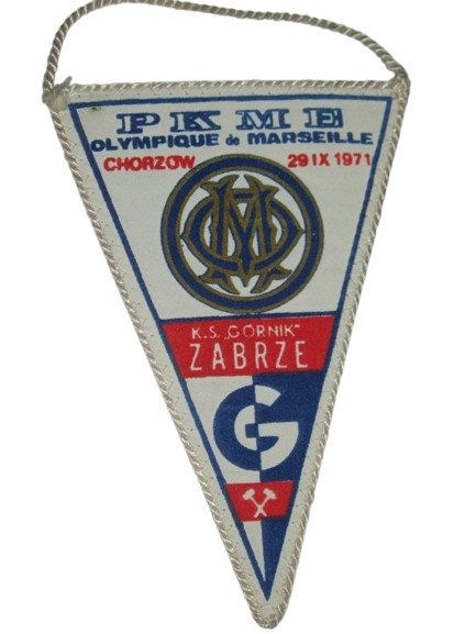 Proporczyk z meczu Górnik Zabrze - Olympique Marsylia 1:1 (29.09.1971)