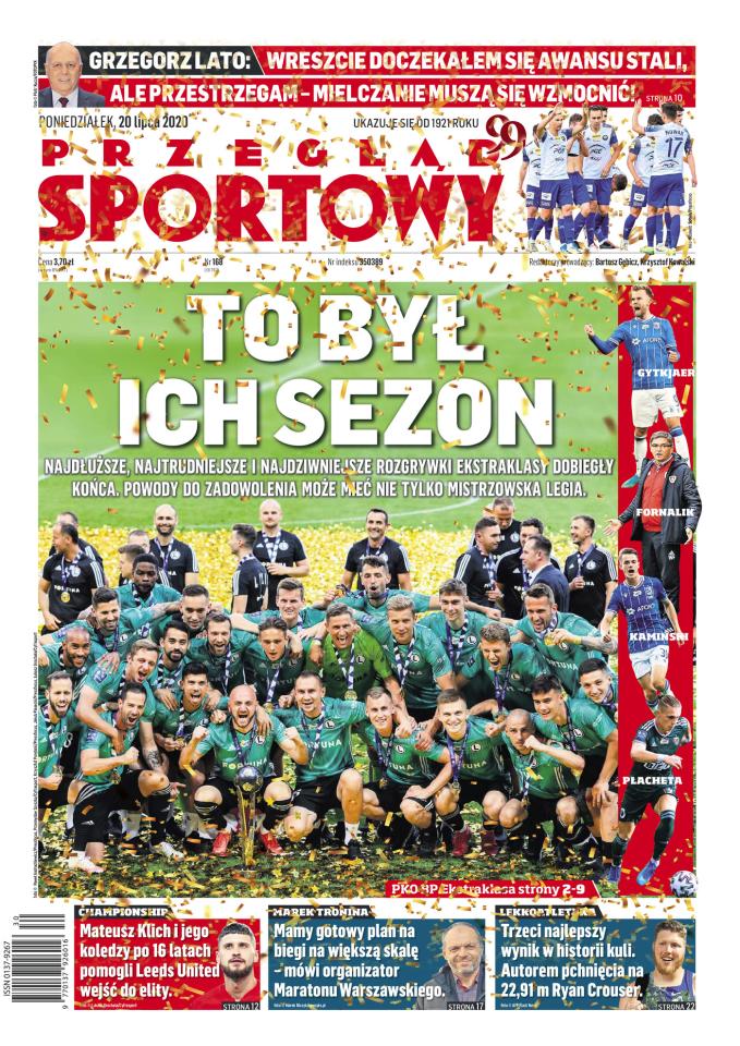 Śląsk Wrocław - Lechia Gdańsk 1:2, 19.07.2020 Okładka Przegląd Sportowy